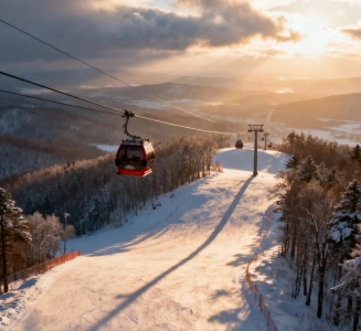 亞布力滑雪場的日出纜車景色