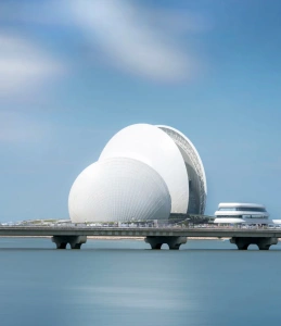 Zhuhai Opera House on Yeli Island, iconic shell-shaped landmark by the sea