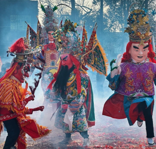 Parade of gods procession in Fuzhou with traditional deity performers