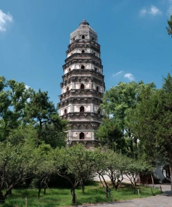 Tiger Hill main entrance and tower view in Suzhou China