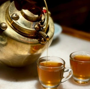 Traditional Beijing pear soup tea at Xidan Commercial Street
