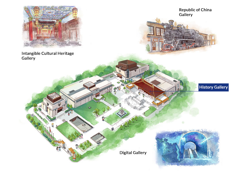 각 전시관을 표시한 난징박물원 안내 지도