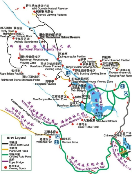 呀諾達熱帶雨林導覽地圖