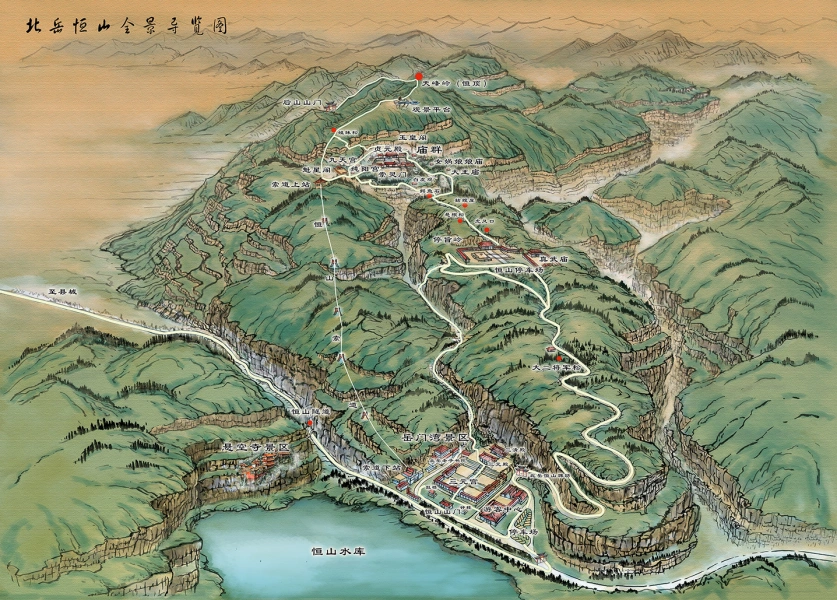 Scenic map of Mount Heng (Hengshan) in Shanxi