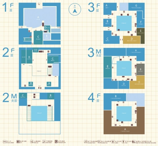 แผนผังชั้นภายในพิพิธภัณฑ์มณฑลกวางตุ้ง