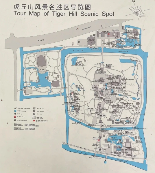 Tour map of Tiger Hill Scenic Area in Suzhou
