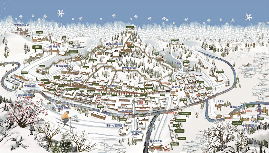Snow Town illustrated tourist map