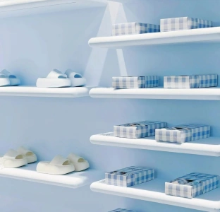 Minimalist baby blue coffee shop in Sanlitun