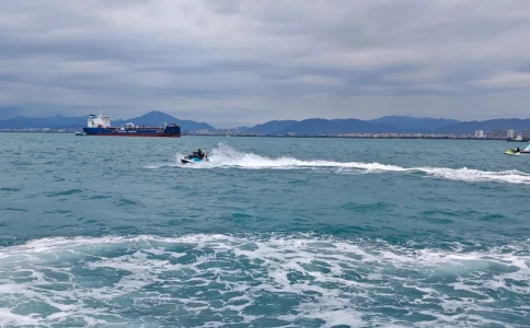 Jet ski riding on the sea in Dadonghai