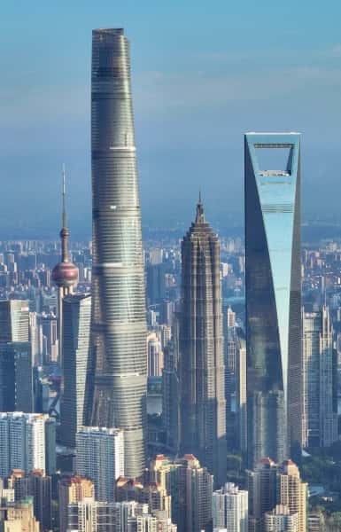 Lujiazui skyline with iconic skyscrapers, Shanghai, China