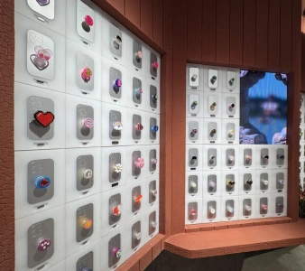Cute mobile accessories wall at POPSOCKETS Sanlitun