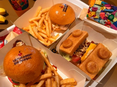 Lego themed burgers at Shanghai Legoland