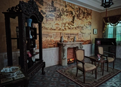 Historical interior exhibit of old Canton living room in Zhongyuan Hall