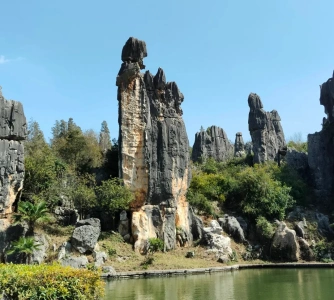 Iconic limestone pillars in Minor Stone Forest Kunming