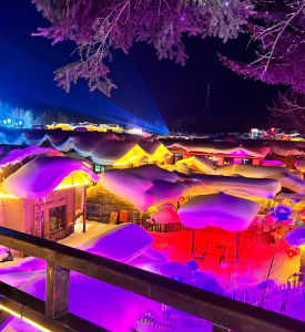 Dream Home scenic area illuminated at night