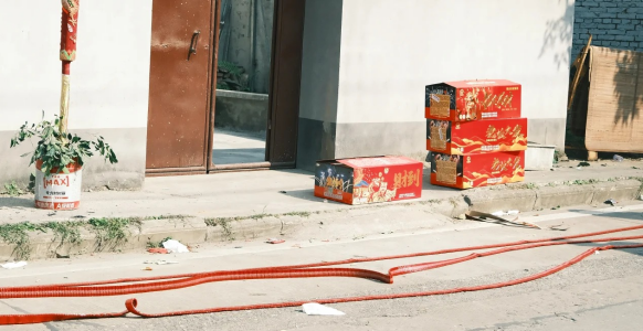 Firecrackers prepared during Parade of gods in Fuzhou