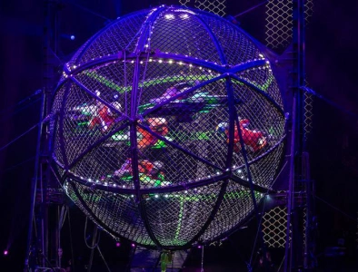 Globe of Death motorcycle stunt at Chimelong International Circus