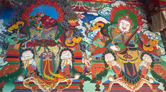 Tibetan mural artwork inside Songzanlin Monastery