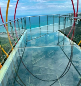Glass Skywalk offering panoramic sea views of Yalong Bay