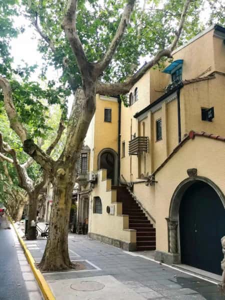 French Concession street with historic architecture, Shanghai, China