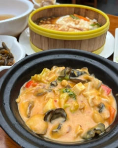 Traditional vegetarian dish served at the Shaolin Temple restaurant
