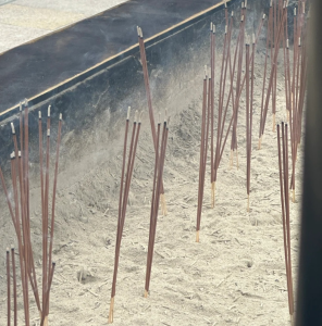 Incense sticks burning during worship at the City God Temple of Shanghai