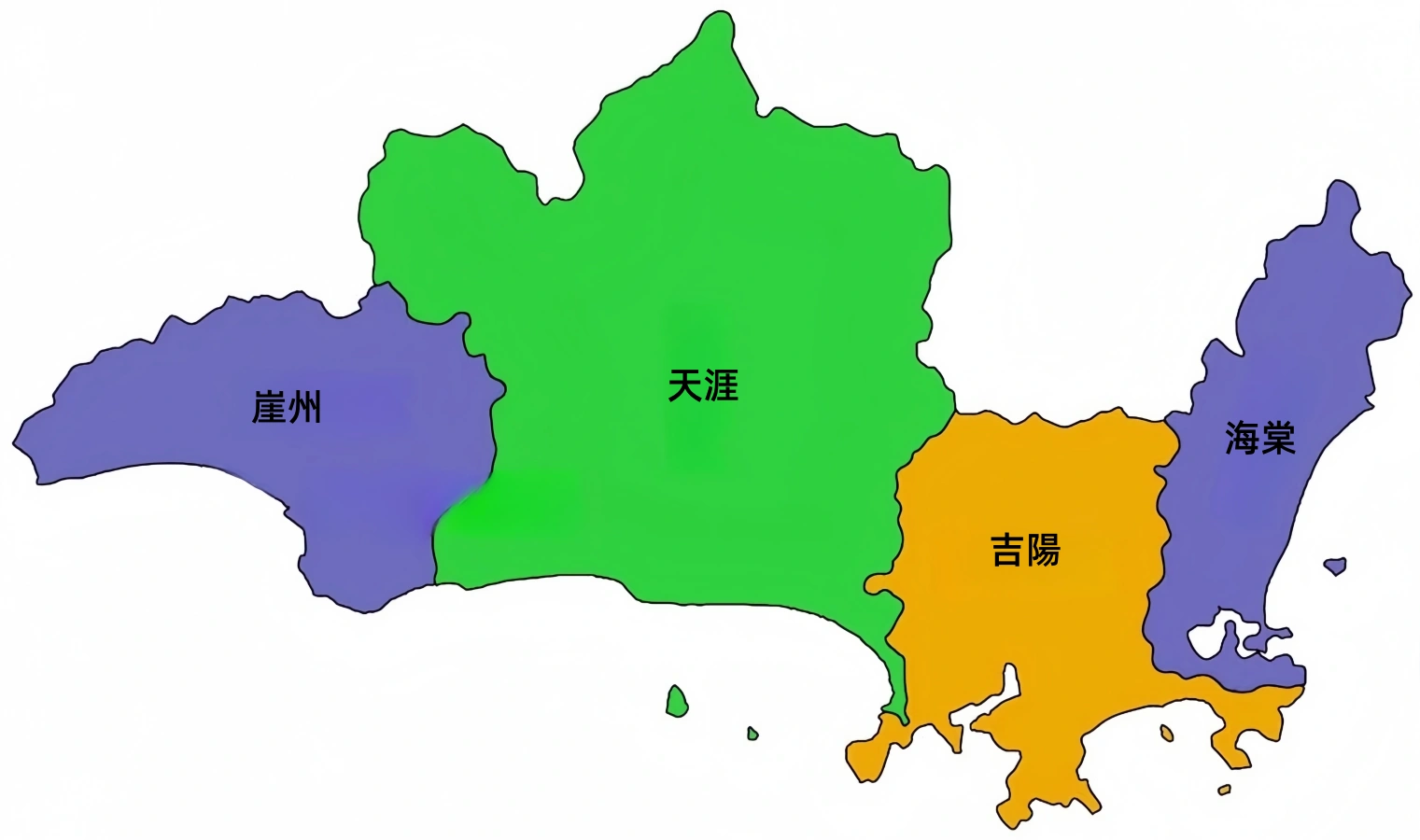 三亞行政區地圖