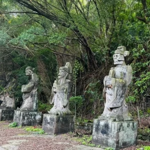 Stone statues of ghostly officials at Fengdu Mingshan Scenic Section