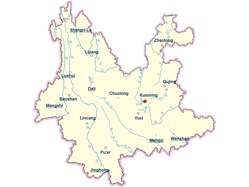 City Map of Yunnan Province