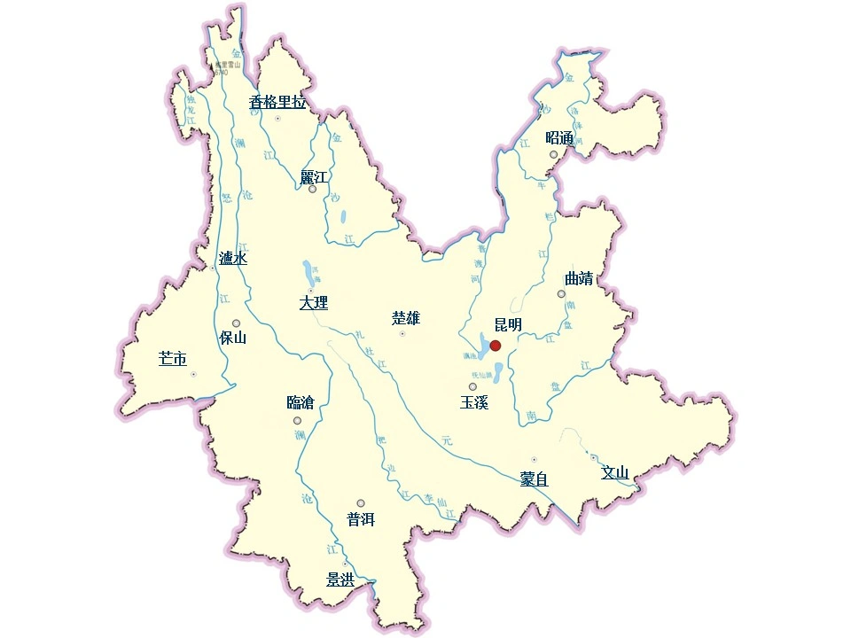 雲南省城市地圖