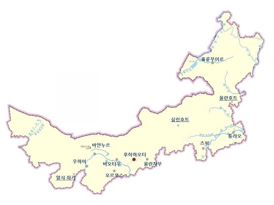 네이멍구 도시 지도