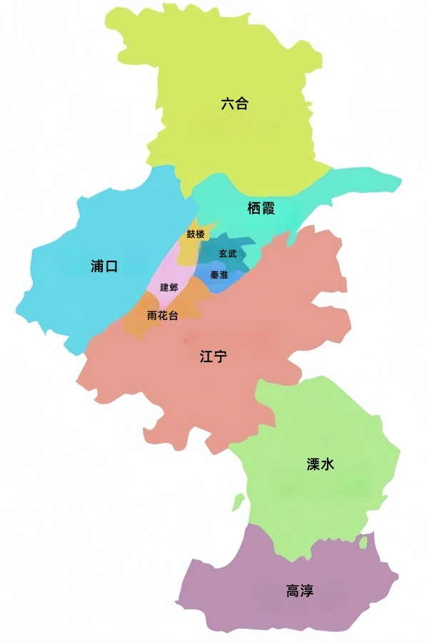 南京の行政区域地図