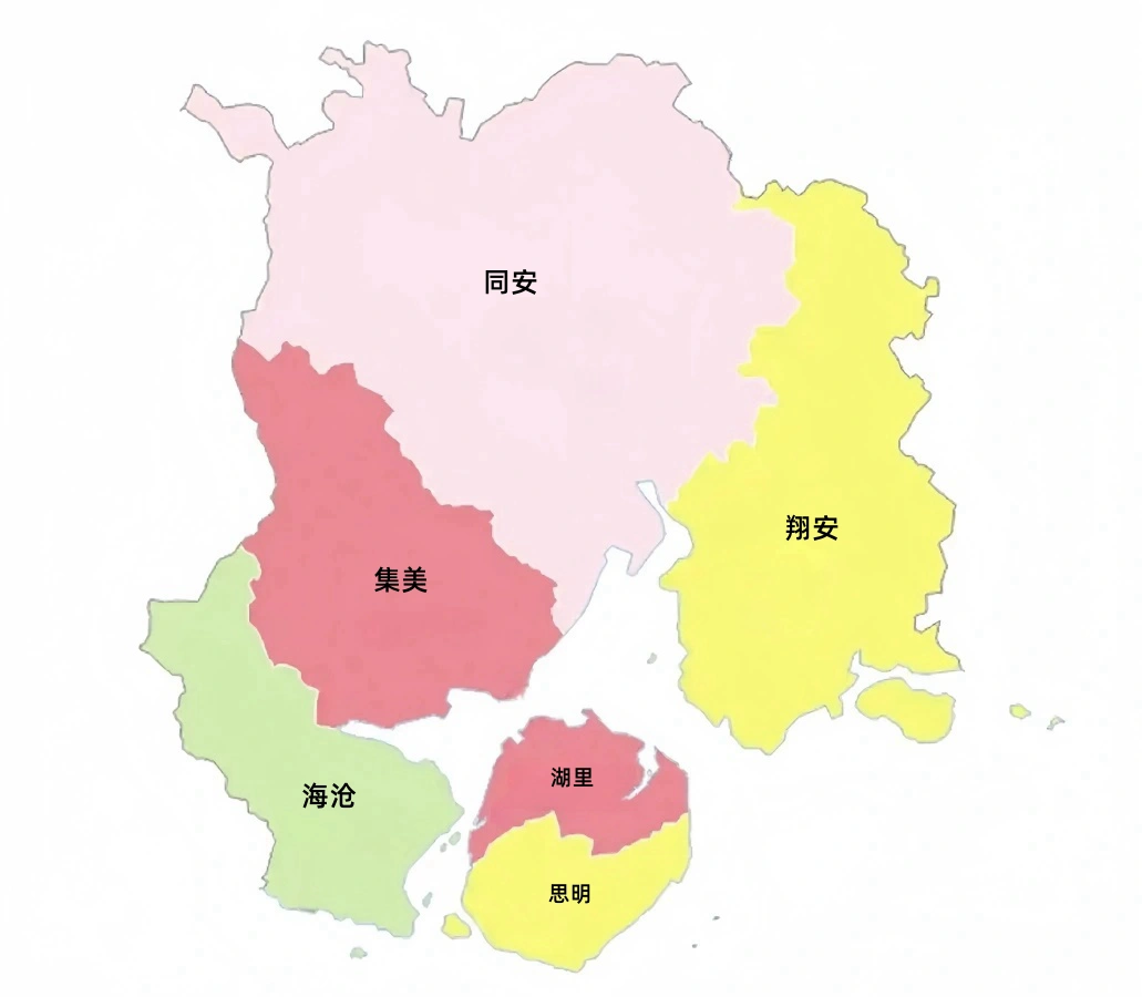 厦門の行政区地図