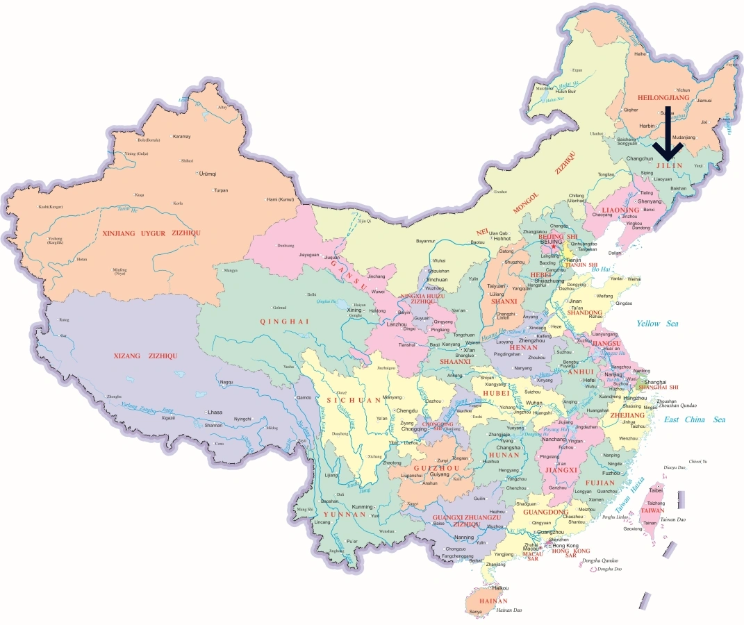 Location of Jilin Province in China