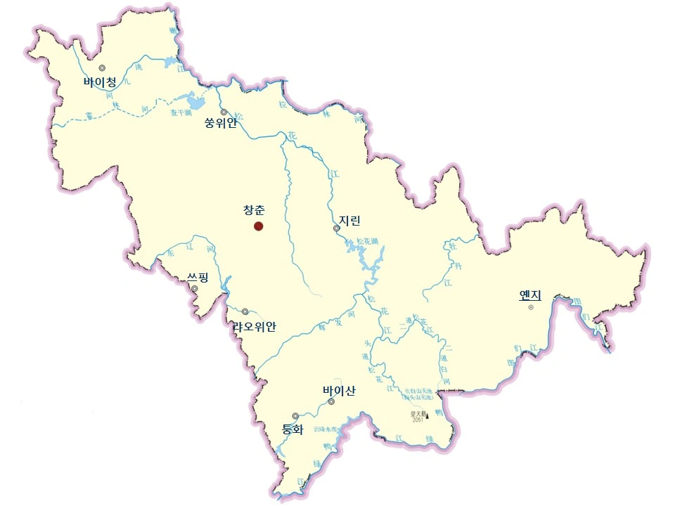 지린성 도시 지도