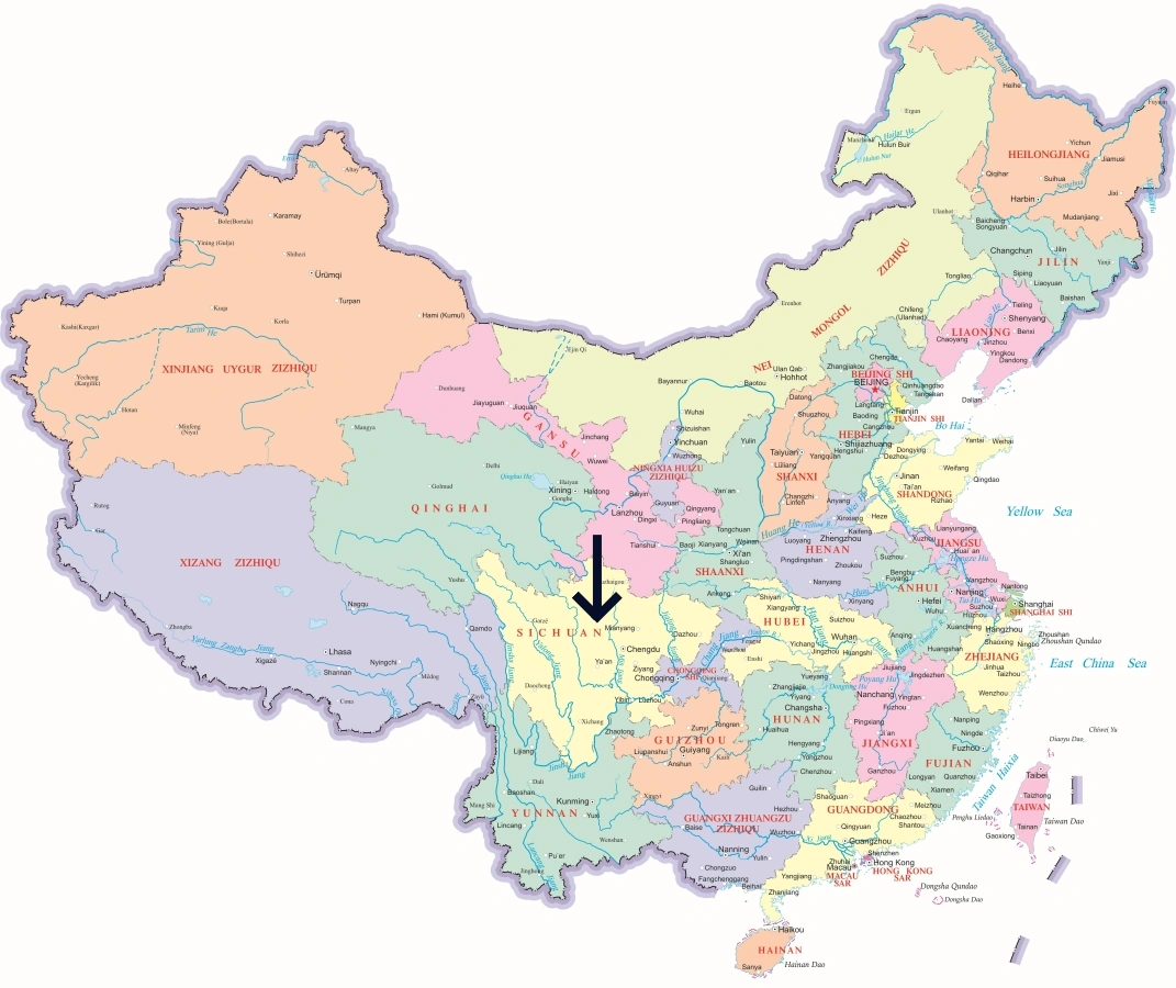 Location of Sichuan Province in China