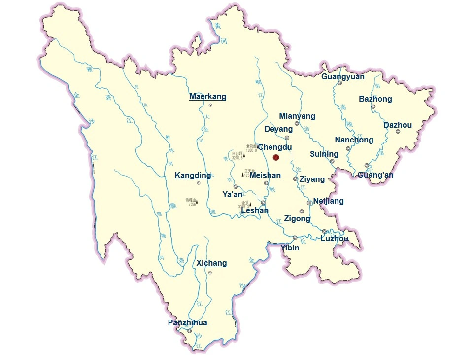 City Map of Sichuan Province