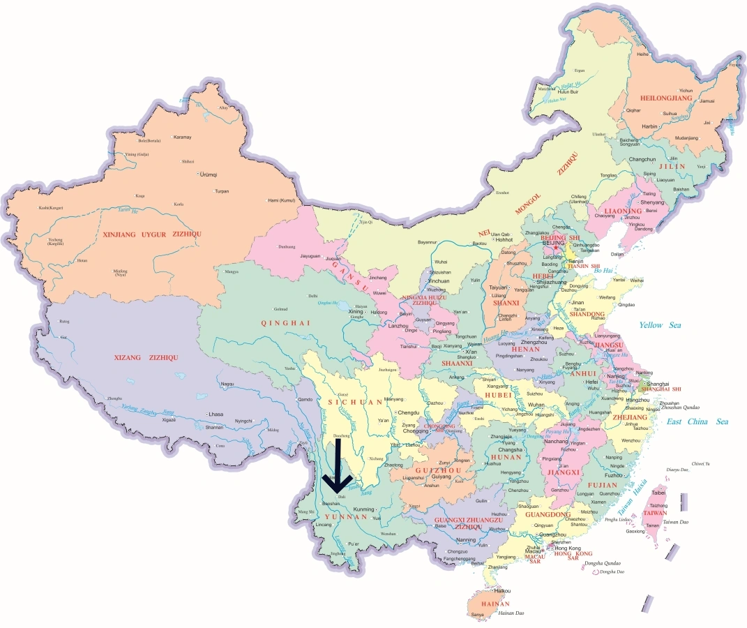 Dali Prefecture location map in China