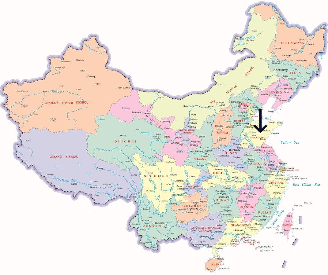 Location of Shandong Province in China