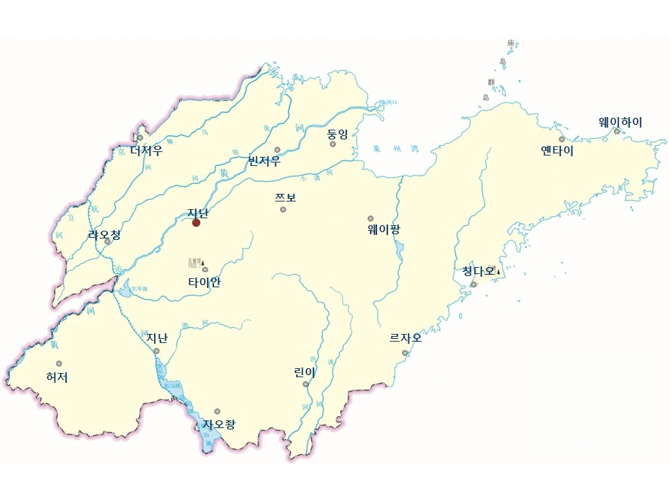 산둥성 도시 지도
