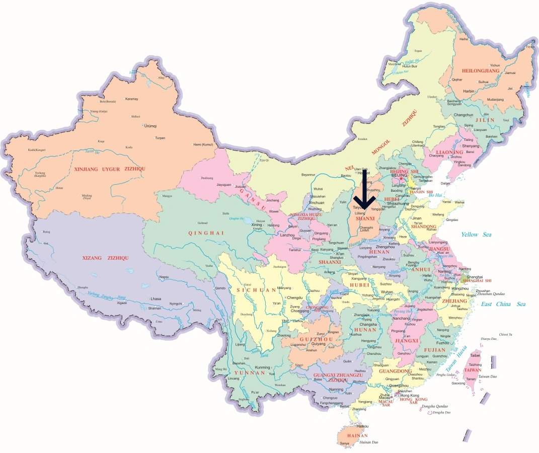 Location of Shanxi Province in China