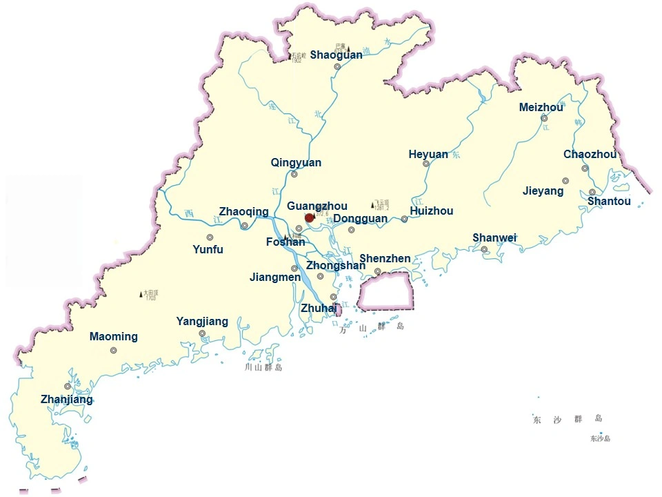 City Map of Guangdong Province