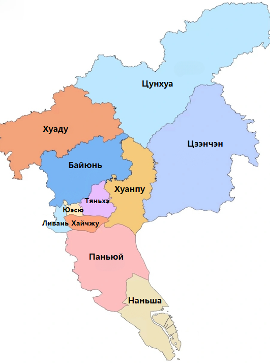 Административная карта Гуанчжоу
