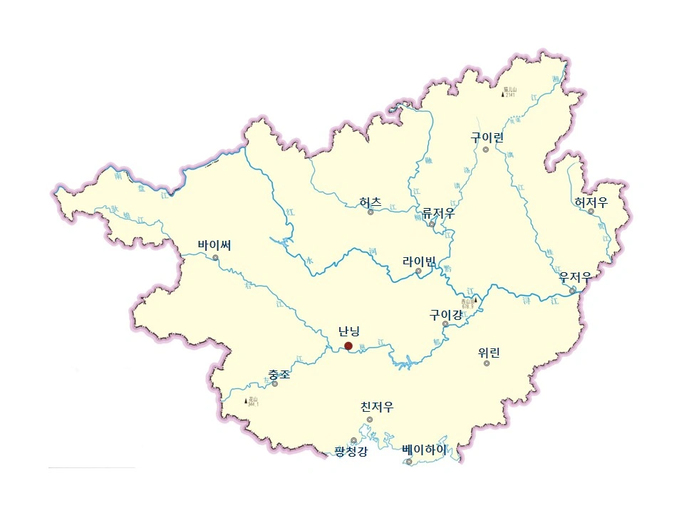 광시 좡족 자치구 도시 지도