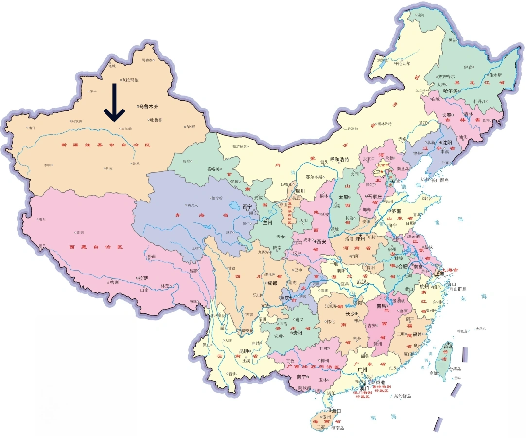 中国における新疆の位置