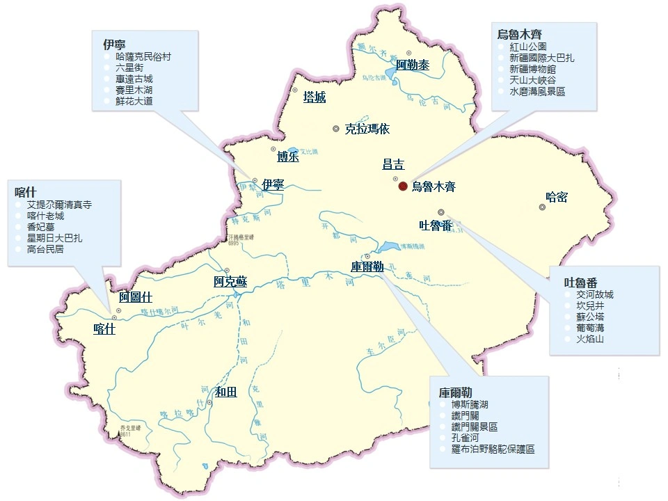 新疆熱門景點導覽圖
