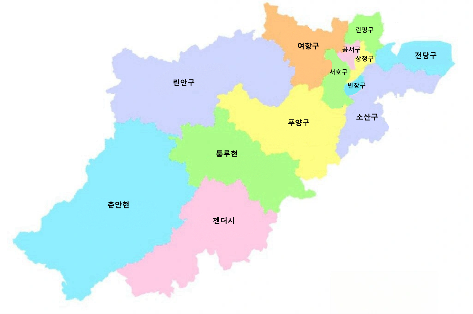 항저우 행정구역 지도