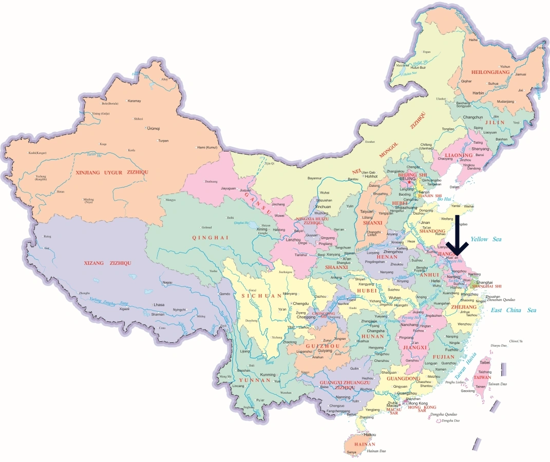 Location of Jiangsu Province in China