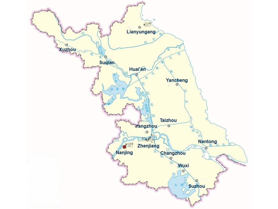 Map of Major Cities in Jiangsu Province