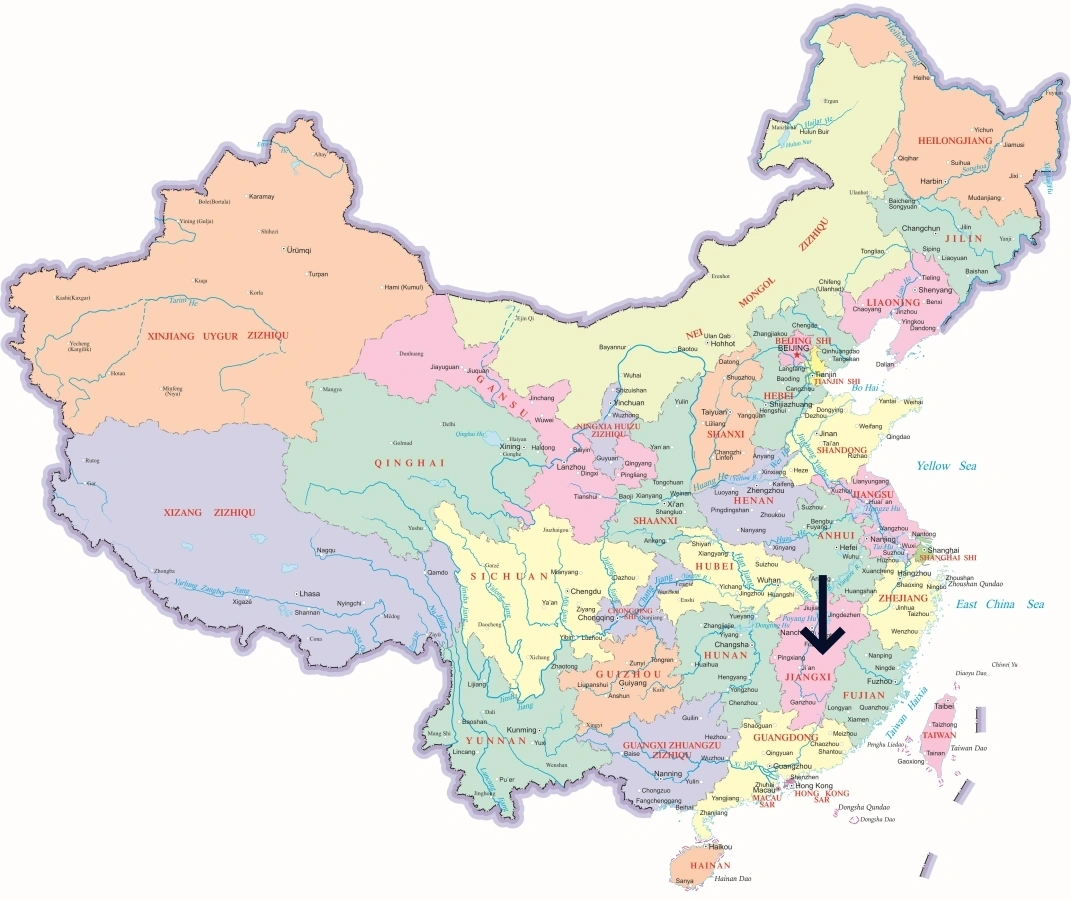 Location of Jiangxi Province in China